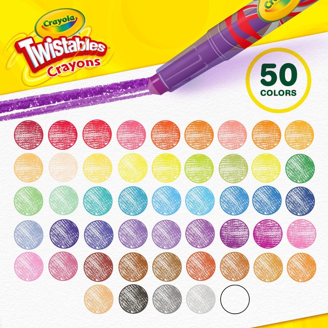 Crayola Mini Twistables Crayons for Kids (50ct), Essential Easter Basket Stuffers, No Peel Crayons for Coloring Books, Gift for Toddlers & Kids, Arts & Crafts Supplies, 3